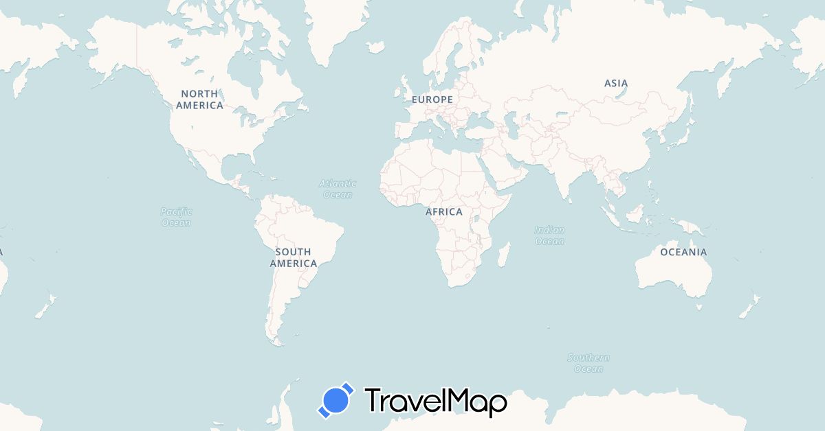 TravelMap itinerary: driving, bus, plane, train, hiking, boat in Bolivia, Brazil, Colombia, Costa Rica, Ecuador, French Guiana, Mexico, Peru (North America, South America)